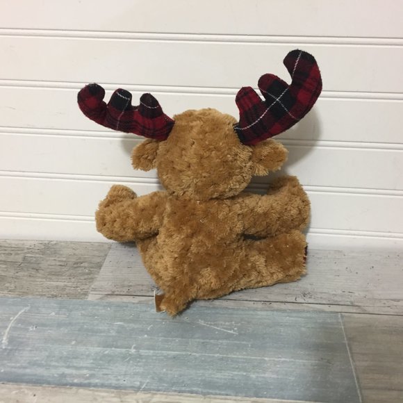 MTY International Moose Plush Plaid Antlers Stuffed Animal Toy - Picture 4 of 6